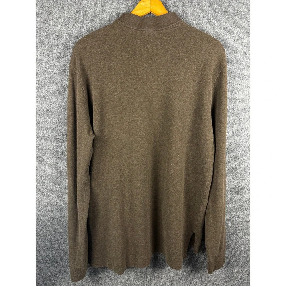 Polo Ralph Lauren Mens XL Brown Long Sleeve Polo Shirt Custom Fit Pony Logo
